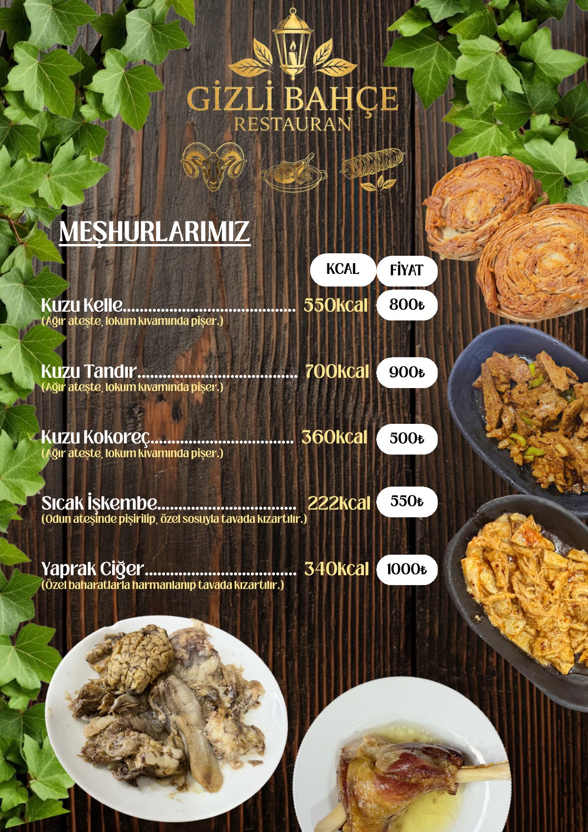 Ana yemekler menüsü önizlemesi